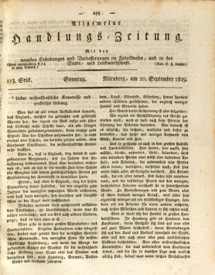 Allgemeine Handlungs-Zeitung Sonntag 20. September 1829