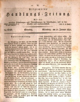 Allgemeine Handlungs-Zeitung Sonntag 31. Januar 1830