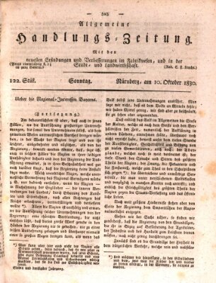 Allgemeine Handlungs-Zeitung Sonntag 10. Oktober 1830