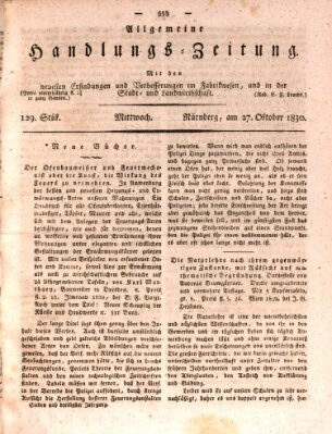 Allgemeine Handlungs-Zeitung Mittwoch 27. Oktober 1830