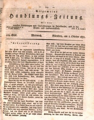 Allgemeine Handlungs-Zeitung Mittwoch 5. Oktober 1831