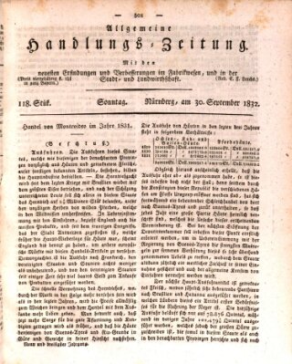 Allgemeine Handlungs-Zeitung Sonntag 30. September 1832