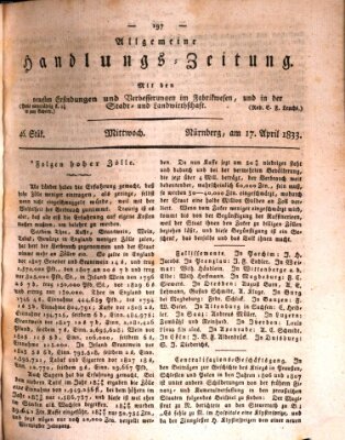 Allgemeine Handlungs-Zeitung Mittwoch 17. April 1833