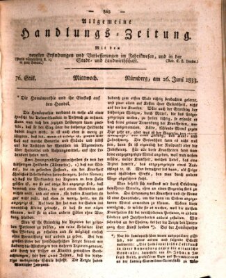 Allgemeine Handlungs-Zeitung Mittwoch 26. Juni 1833