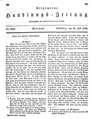 Allgemeine Handlungs-Zeitung Mittwoch 30. Juli 1834