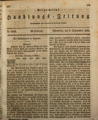 Allgemeine Handlungs-Zeitung Mittwoch 9. September 1835