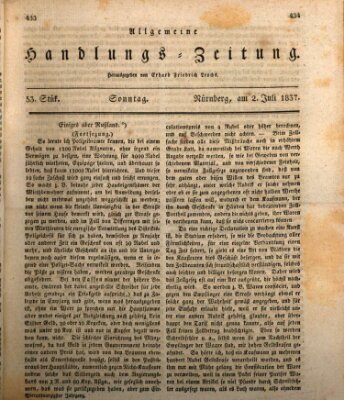 Allgemeine Handlungs-Zeitung Sonntag 2. Juli 1837