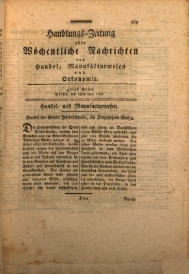 Handlungszeitung oder wöchentliche Nachrichten von Handel, Manufakturwesen, Künsten und neuen Erfindungen Samstag 19. November 1785