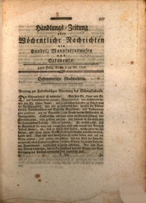 Handlungszeitung oder wöchentliche Nachrichten von Handel, Manufakturwesen, Künsten und neuen Erfindungen Samstag 28. Oktober 1786