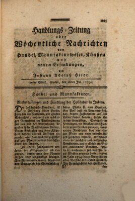 Handlungszeitung oder wöchentliche Nachrichten von Handel, Manufakturwesen, Künsten und neuen Erfindungen Samstag 16. Juli 1791