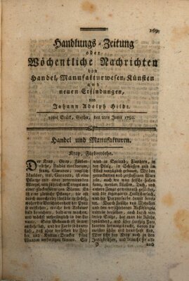 Handlungszeitung oder wöchentliche Nachrichten von Handel, Manufakturwesen, Künsten und neuen Erfindungen Samstag 2. Juni 1792