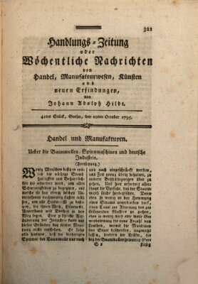 Handlungszeitung oder wöchentliche Nachrichten von Handel, Manufakturwesen, Künsten und neuen Erfindungen Samstag 10. Oktober 1795