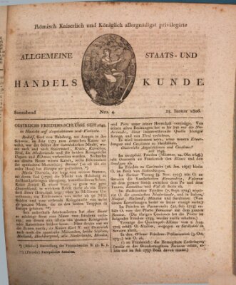 Römisch Kaiserlich und Königlich Dänisch privilegirte allgemeine Handelskunde Samstag 25. Januar 1806