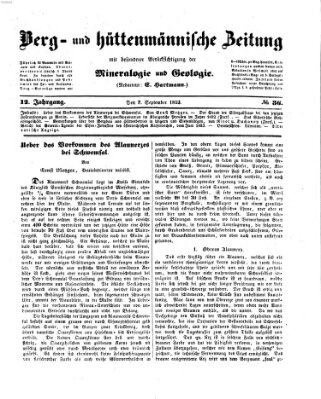 Berg- und hüttenmännische Zeitung Mittwoch 7. September 1853