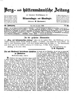 Berg- und hüttenmännische Zeitung Mittwoch 28. Dezember 1853