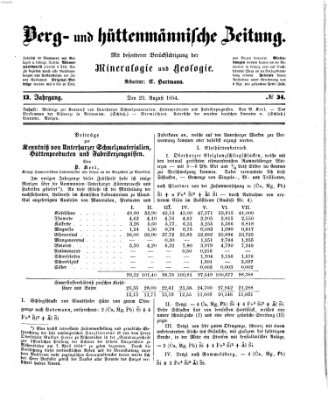 Berg- und hüttenmännische Zeitung Mittwoch 23. August 1854