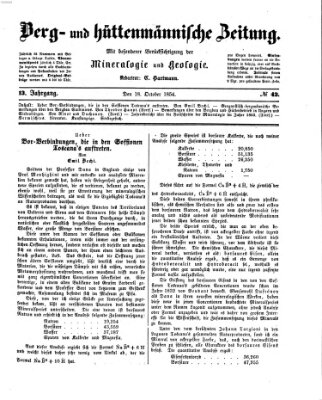 Berg- und hüttenmännische Zeitung Mittwoch 18. Oktober 1854