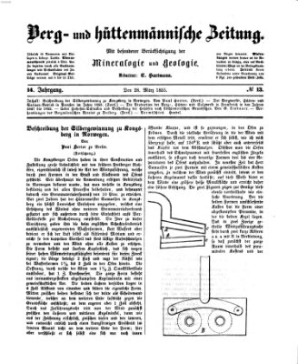 Berg- und hüttenmännische Zeitung Mittwoch 28. März 1855