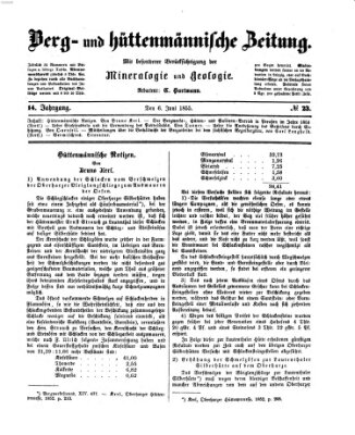 Berg- und hüttenmännische Zeitung Mittwoch 6. Juni 1855