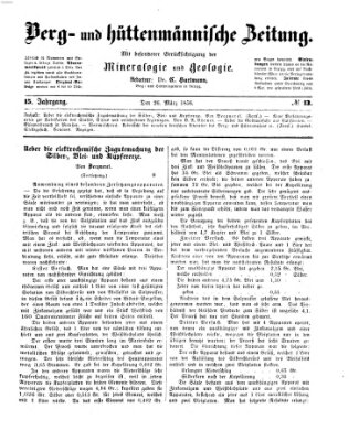 Berg- und hüttenmännische Zeitung Mittwoch 26. März 1856