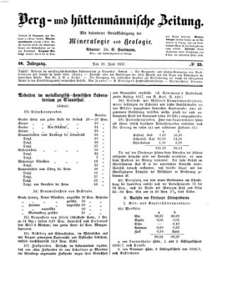 Berg- und hüttenmännische Zeitung Donnerstag 18. Juni 1857