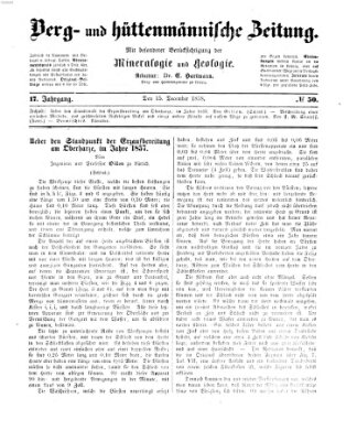 Berg- und hüttenmännische Zeitung Mittwoch 15. Dezember 1858