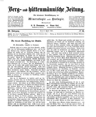 Berg- und hüttenmännische Zeitung Dienstag 2. April 1861