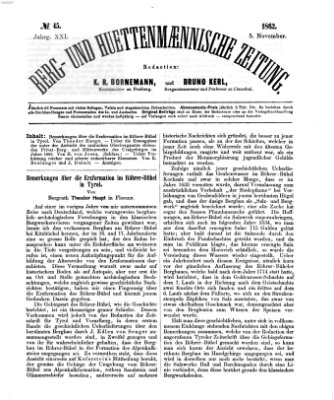 Berg- und hüttenmännische Zeitung Mittwoch 5. November 1862