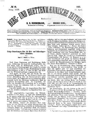 Berg- und hüttenmännische Zeitung Mittwoch 15. April 1863