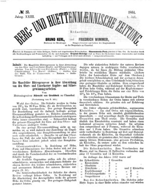 Berg- und hüttenmännische Zeitung Freitag 1. Juli 1864