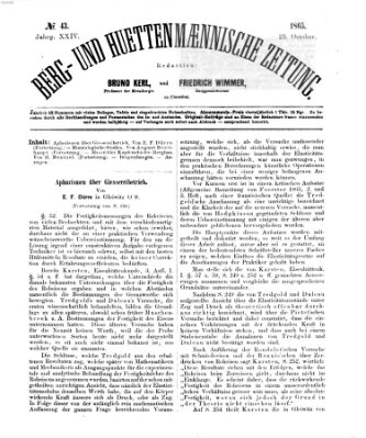 Berg- und hüttenmännische Zeitung Montag 23. Oktober 1865