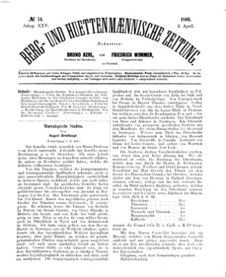 Berg- und hüttenmännische Zeitung Montag 2. April 1866