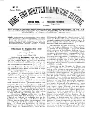 Berg- und hüttenmännische Zeitung Montag 28. Mai 1866