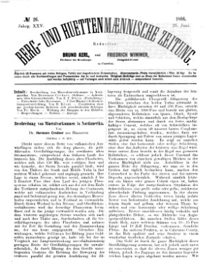 Berg- und hüttenmännische Zeitung Montag 25. Juni 1866