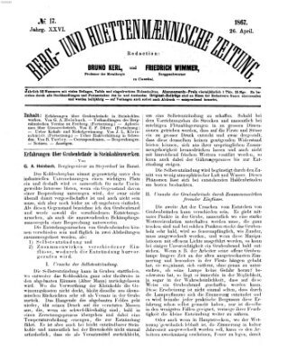 Berg- und hüttenmännische Zeitung Freitag 26. April 1867