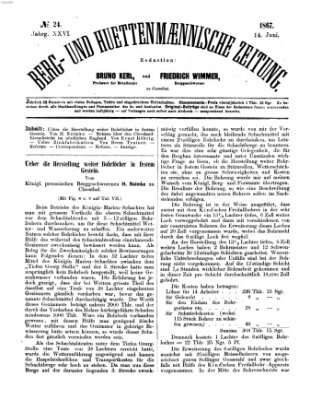 Berg- und hüttenmännische Zeitung Freitag 14. Juni 1867