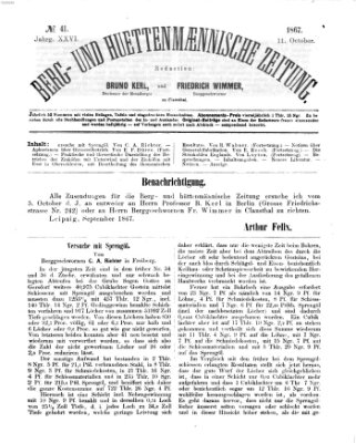 Berg- und hüttenmännische Zeitung Freitag 11. Oktober 1867