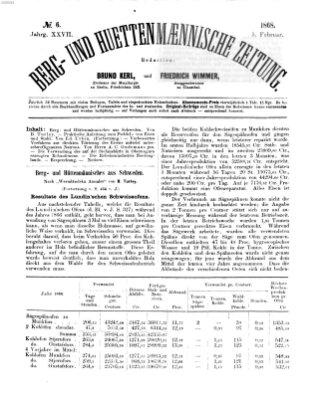 Berg- und hüttenmännische Zeitung Mittwoch 5. Februar 1868