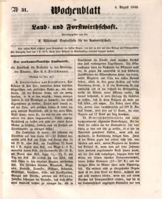 Wochenblatt für Land- und Forstwirthschaft Samstag 4. August 1849