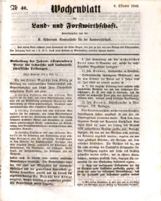 Wochenblatt für Land- und Forstwirthschaft Samstag 6. Oktober 1849