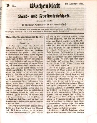 Wochenblatt für Land- und Forstwirthschaft Samstag 22. Dezember 1849