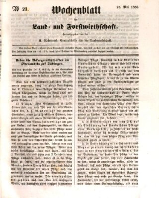 Wochenblatt für Land- und Forstwirthschaft Samstag 25. Mai 1850