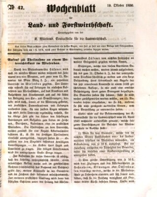 Wochenblatt für Land- und Forstwirthschaft Samstag 19. Oktober 1850
