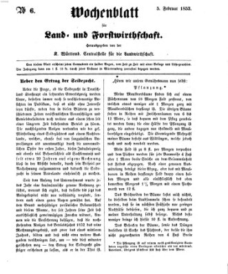 Wochenblatt für Land- und Forstwirthschaft Samstag 5. Februar 1853