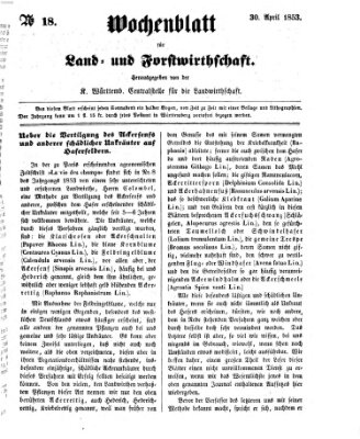 Wochenblatt für Land- und Forstwirthschaft Samstag 30. April 1853