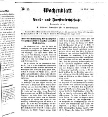 Wochenblatt für Land- und Forstwirthschaft Samstag 15. April 1854