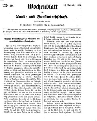 Wochenblatt für Land- und Forstwirthschaft Samstag 16. Dezember 1854