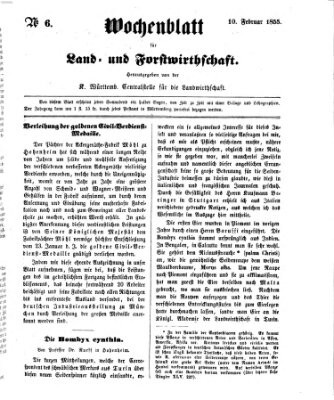 Wochenblatt für Land- und Forstwirthschaft Samstag 10. Februar 1855
