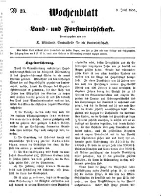 Wochenblatt für Land- und Forstwirthschaft Samstag 9. Juni 1855