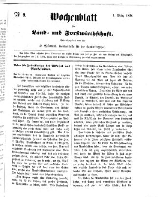 Wochenblatt für Land- und Forstwirthschaft Samstag 1. März 1856